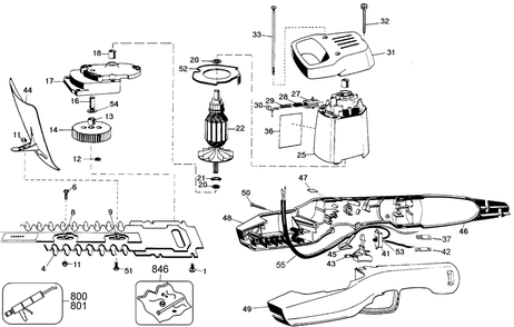 Page A Diagram and Parts List for B8127 Type 4 Black and Decker Hedge Trimmer
